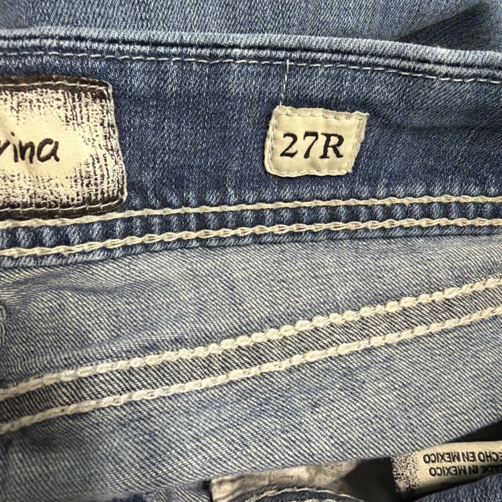 BKE Sabrina Jeans Womens 27R Blue Skinny Mid Rise Medium Wash Contrast Stitch - Picture 7 of 9